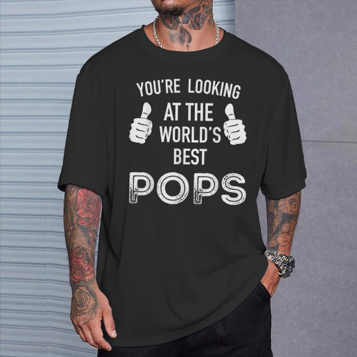 The Worlds Best Pops Number One Dad Fathers Day Idea T-Shirt Gifts for Him