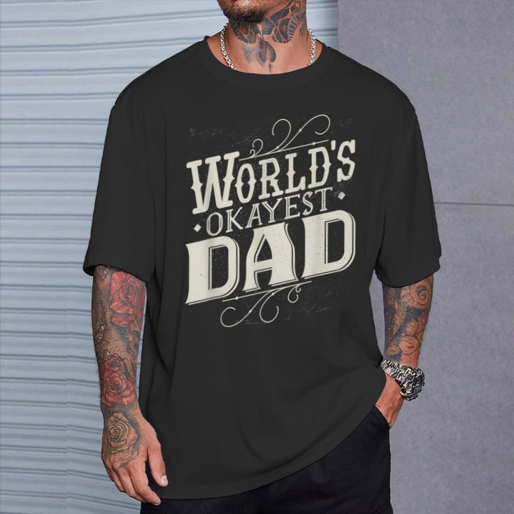 World's Okayest Dad Fathers Day Vintage Graphic T-Shirt Gifts for Him