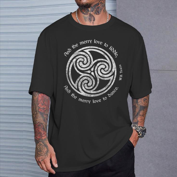 Yeats Poet Irish Poem Celtic Knot Spiral T-Shirt Gifts for Him