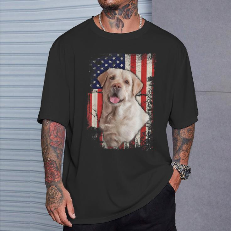 Yellow Labrador Labs Patriotic American Flag Dog 4Th Of July T-Shirt Gifts for Him