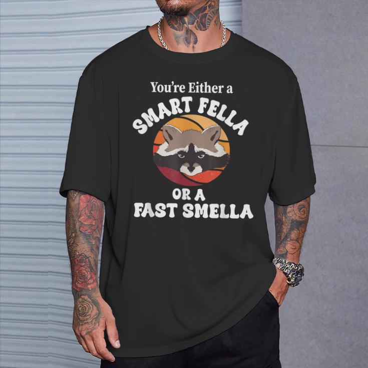 You're Either A Smart Fella Or A Fart Smella Racoon Meme T-Shirt Gifts for Him