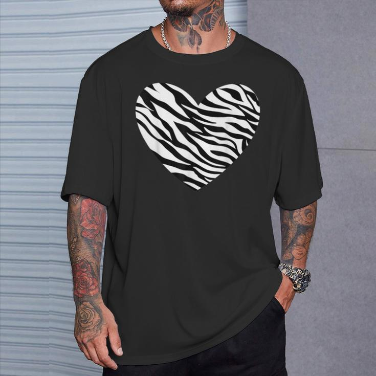 Zebra Fur Animal Skin Heart Print Waves Pattern T-Shirt Geschenke für Ihn