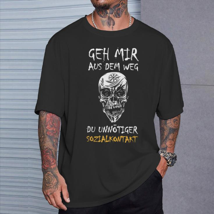 Zombie Skull T-Shirt - Vermeide unnötigen Sozialkontakt, Lustiges Motiv Geschenke für Ihn