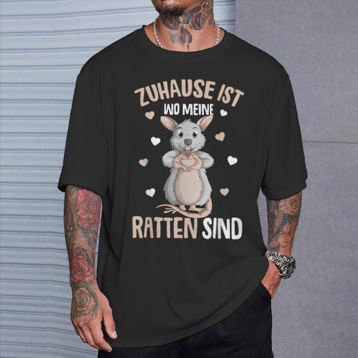 Zuhause Ist Wo Meine Ratten Sind Hausratten German Lang T-Shirt Geschenke für Ihn