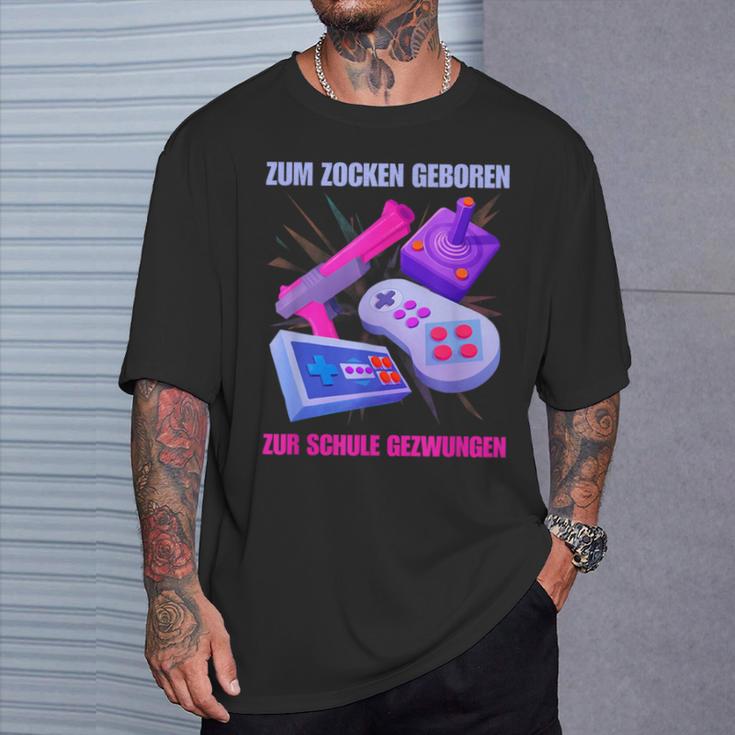 Zum Zocken Geboren Zum Schule Forces I Console Ps5 Gaming T-Shirt Geschenke für Ihn