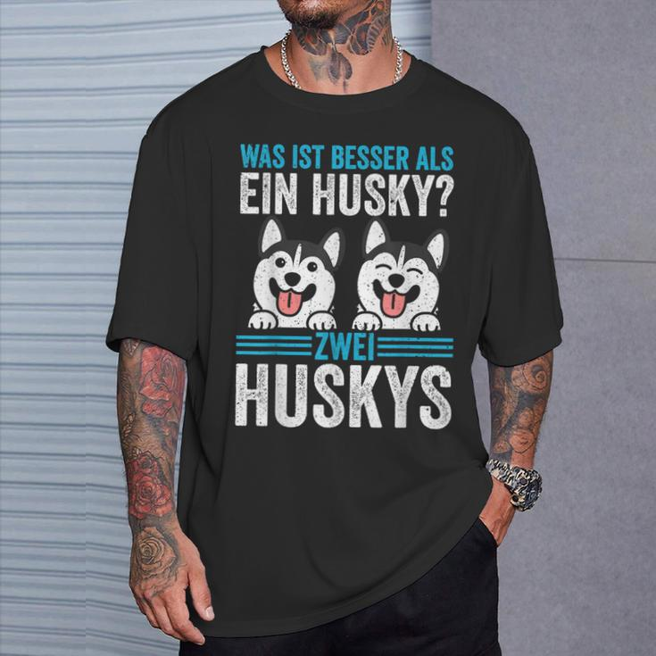 Zwei Husky Dog Husky T-Shirt Geschenke für Ihn
