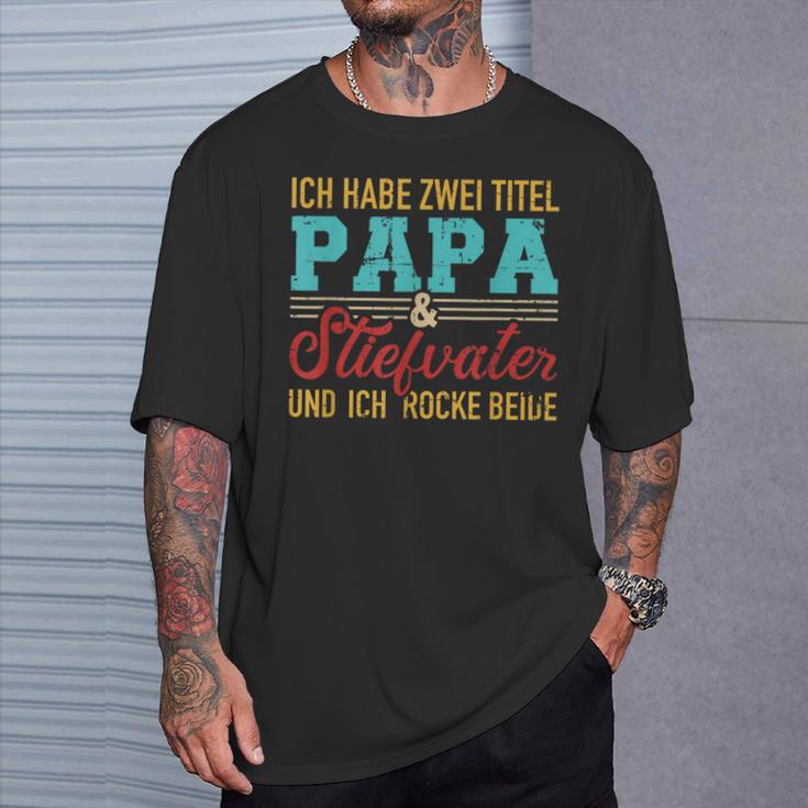 Zwei Titel Papa Und Steppapa Und Rocke Both Stepdad T-Shirt Geschenke für Ihn