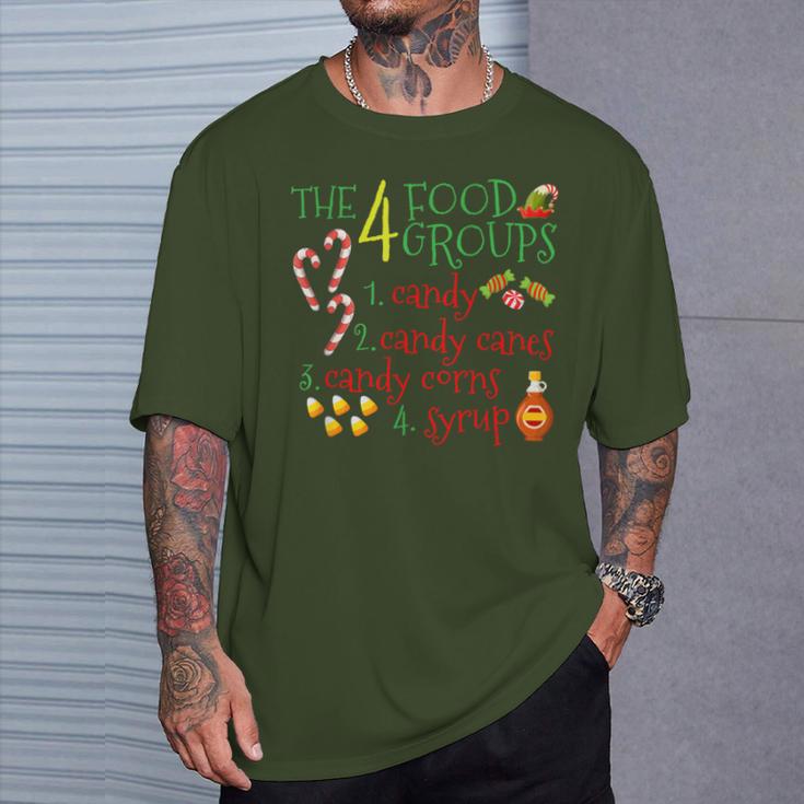 The 4 Elf Food Groups Christmas Candy Cane T-Shirt Gifts for Him