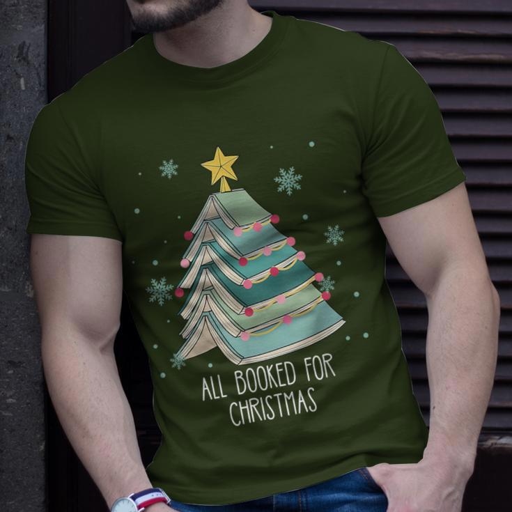 All Booked For Christmas Books Tree Reading Lover Xmas T-Shirt Gifts for Him