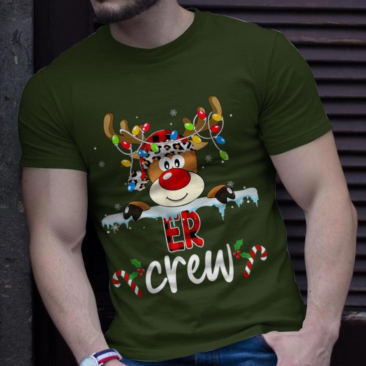 Christmas Er Crew Red Plaid Reindeer Lights Xmas Holiday T-Shirt Gifts for Him