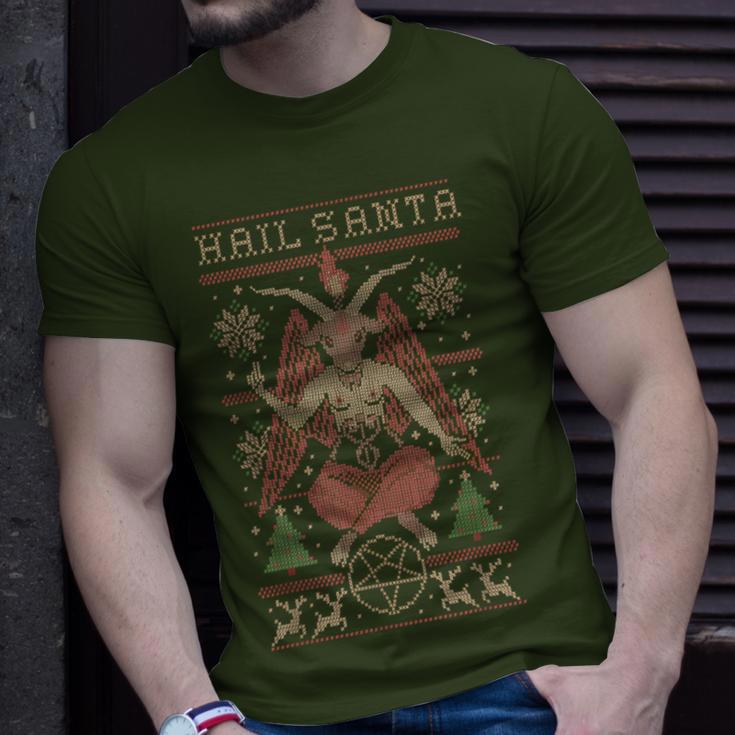 Christmas Hail Santa Satanism Goat Baphomet Atheist Satan T-Shirt Gifts for Him