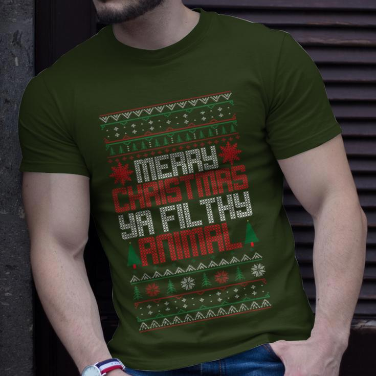 Christmas Merry Xmas Ya Filthy Animal Meme Lol Ugly Xmas T-Shirt Gifts for Him