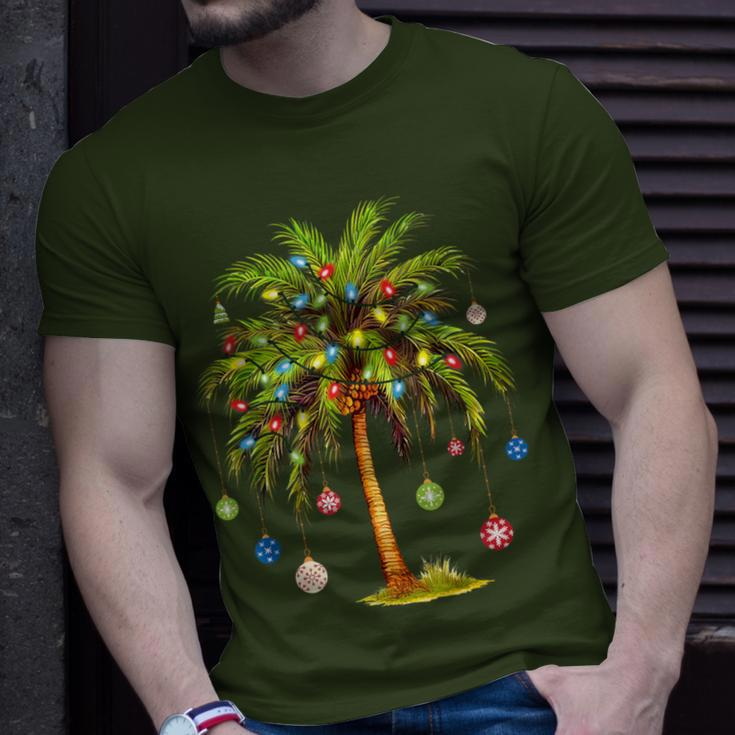 Christmas Palm Tree Light Hawaiian Tropical Xmas T-Shirt Gifts for Him