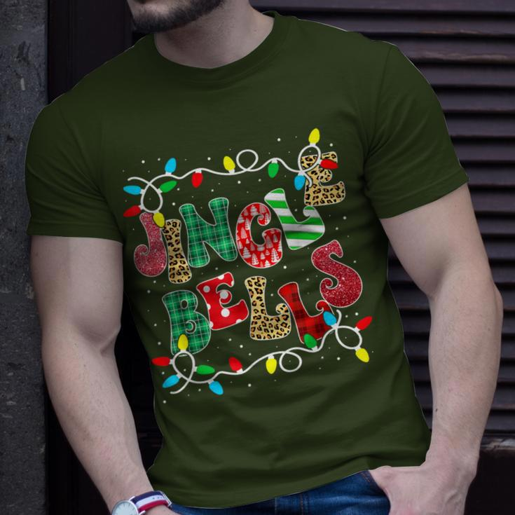 Christmas Red Plaid Jingle Bells Christmas Family Pajama T-Shirt Gifts for Him