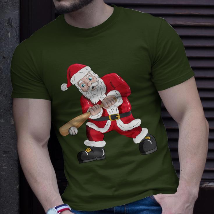 Christmas Santa Claus With Baseball Bat Baseball T-Shirt Gifts for Him