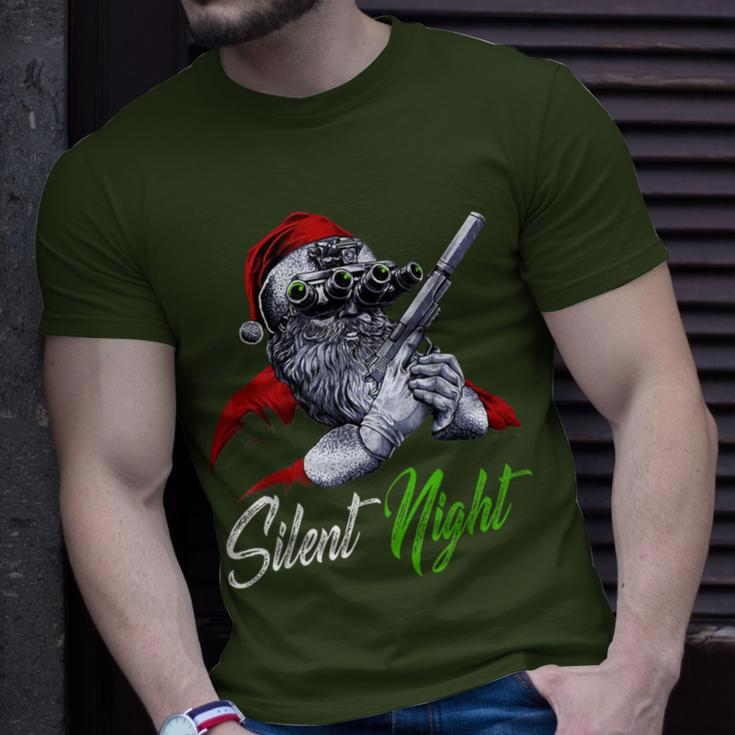 Christmas Santa Claus Guns Silent Night Santa T-Shirt Gifts for Him