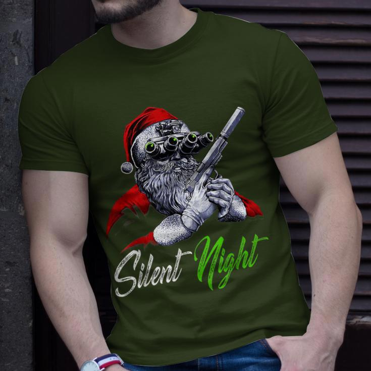 Christmas Santa Claus Guns Silent Night Santa Xmas Matching T-Shirt Gifts for Him