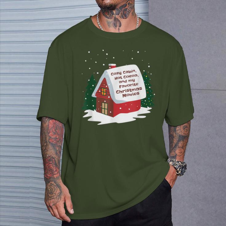 Cozy Cabin Hot Cocoa And My Favorite Christmas Movie T-Shirt Gifts for Him