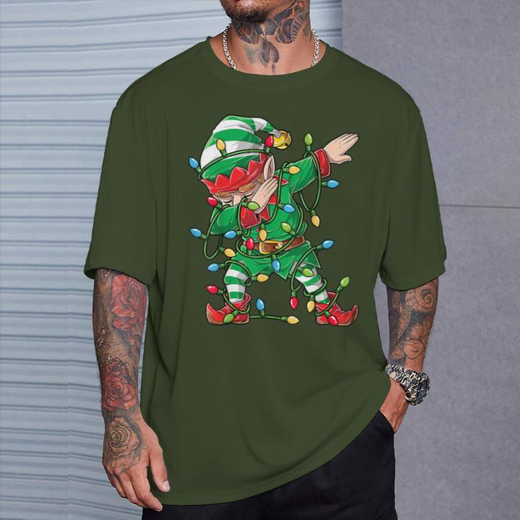 Dabbing Elf Christmas Tree Lights Xmas Family Matching Boys T-Shirt Gifts for Him