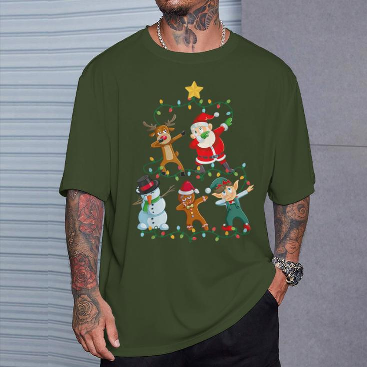 Dabbing Santa Elf Santa Reindeer Xmas Short Sleeve Black T-Shirt Geschenke für Ihn