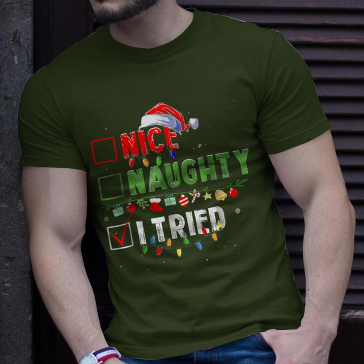 Christmas Nice Naughty I Tried Holiday Xmas 2023 T-Shirt Gifts for Him