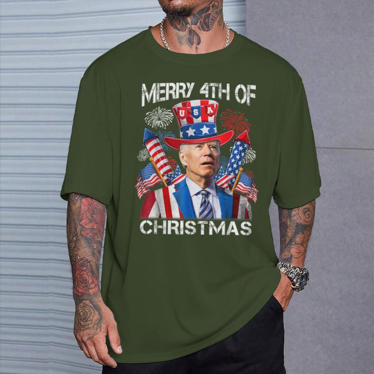 Joe Biden Merry 4Th Of Christmas 4Th Of July Firework T-Shirt Gifts for Him