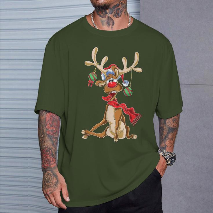 Reindeer Christmas Antlers Short Sleeve T-Shirt Geschenke für Ihn