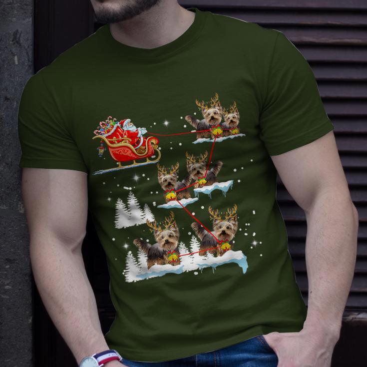 Yorkie Christmas Pajama Santa Reindeer T-Shirt Gifts for Him