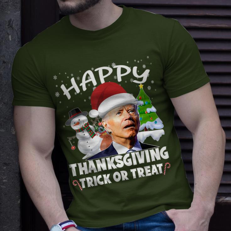 Happy Thanksgiving Trick Or Treat Joe Biden Santa Christmas T-Shirt Gifts for Him