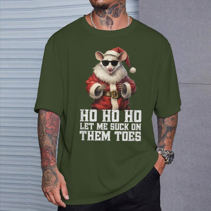 Hell Yeah I Suck Toes Possum Santa Embarrassing Christmas T-Shirt Gifts for Him