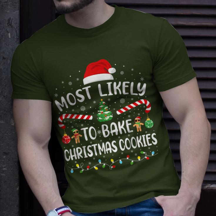 Most Likely To Bake Christmas Cookies Family Joke T-Shirt Gifts for Him