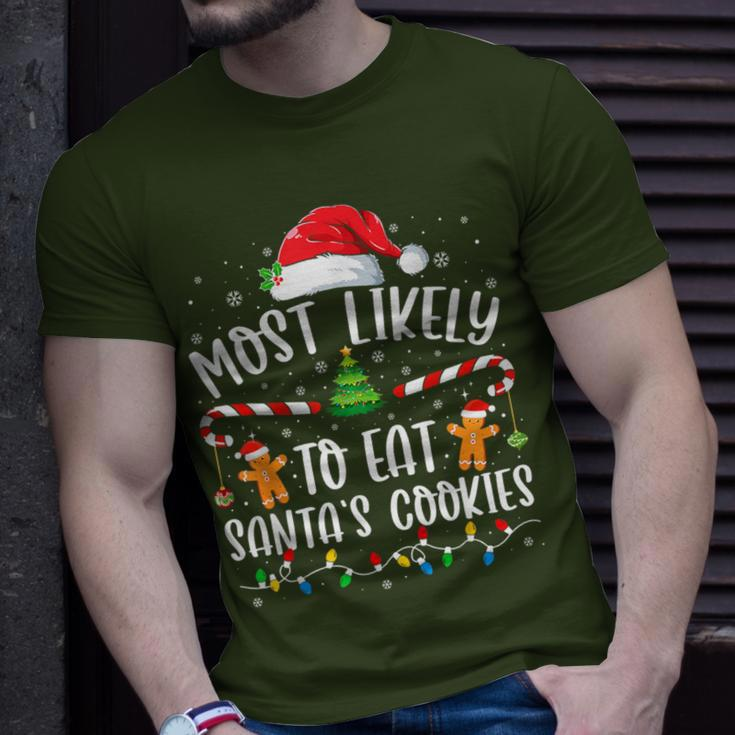 Most Likely To Eat Santas Cookies Xmas Light T-Shirt Gifts for Him