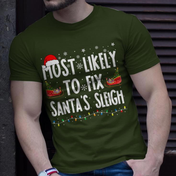Most Likely To Fix Santa Sleigh Family Matching Christmas T-Shirt Gifts for Him
