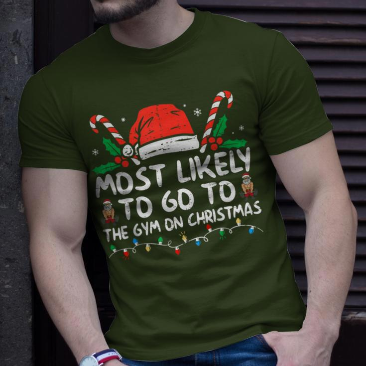 Most Likely To Go To The Gym On Christmas Family Pajamas T-Shirt Gifts for Him