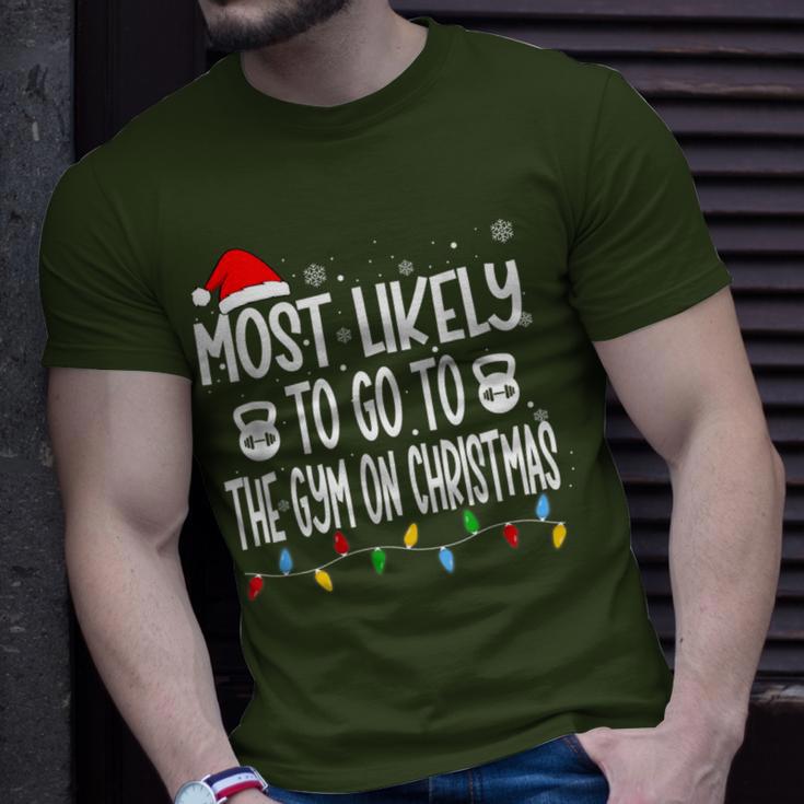 Most Likely To Go The Gym On Christmas For Fitness Lover T-Shirt Gifts for Him