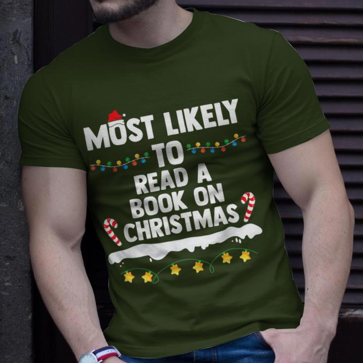 Most Likely To Read A Book On Christmas Matching Family T-Shirt Gifts for Him