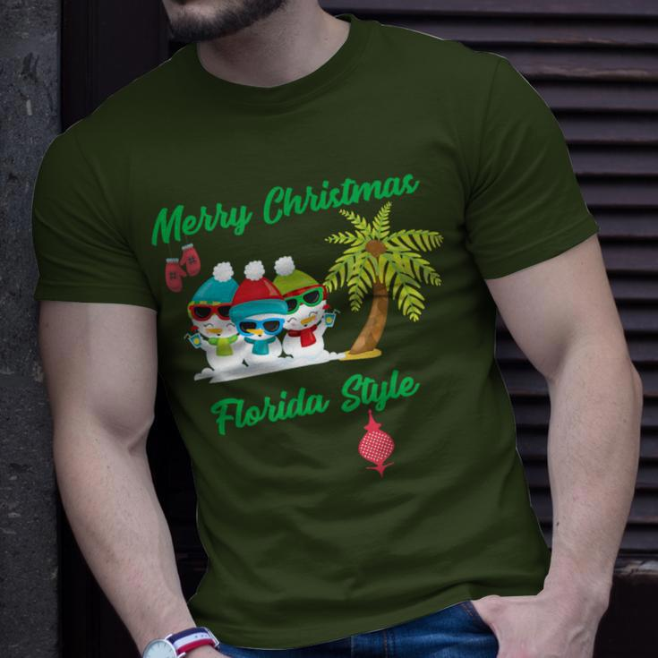 Merry Christmas Florida StyleSnowman Summer T-Shirt Gifts for Him