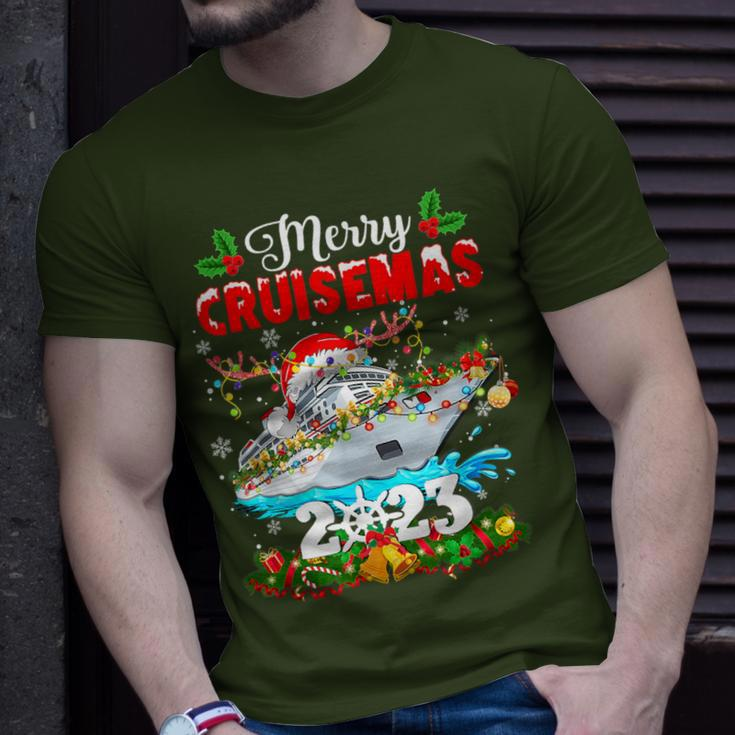 Merry Cruisemas 2023 Christmas Santa Hat Reindeer Xmas Light T-Shirt Gifts for Him