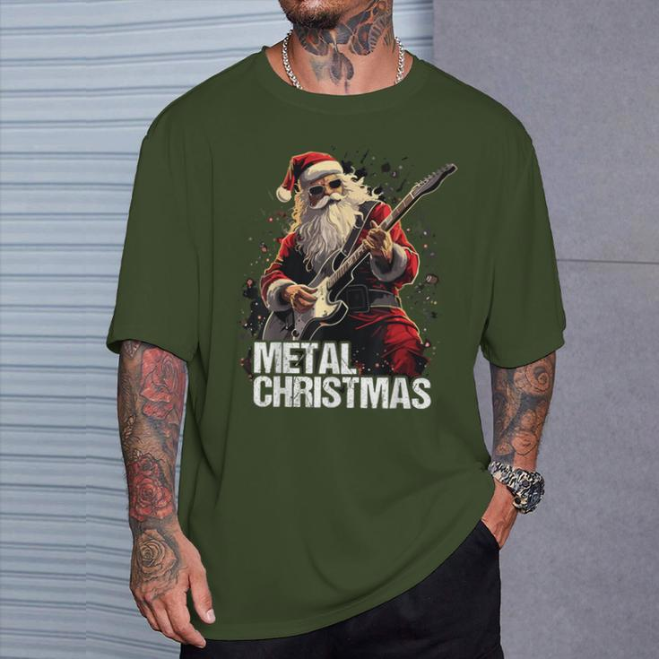 Metal Christmas Christmas Santa Guitar T-Shirt Geschenke für Ihn