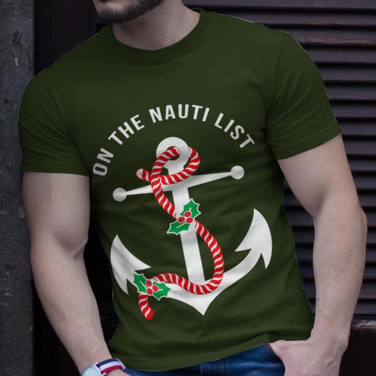 On The Nauti Naughty List Pun Nautical Anchor Christmas T-Shirt Gifts for Him