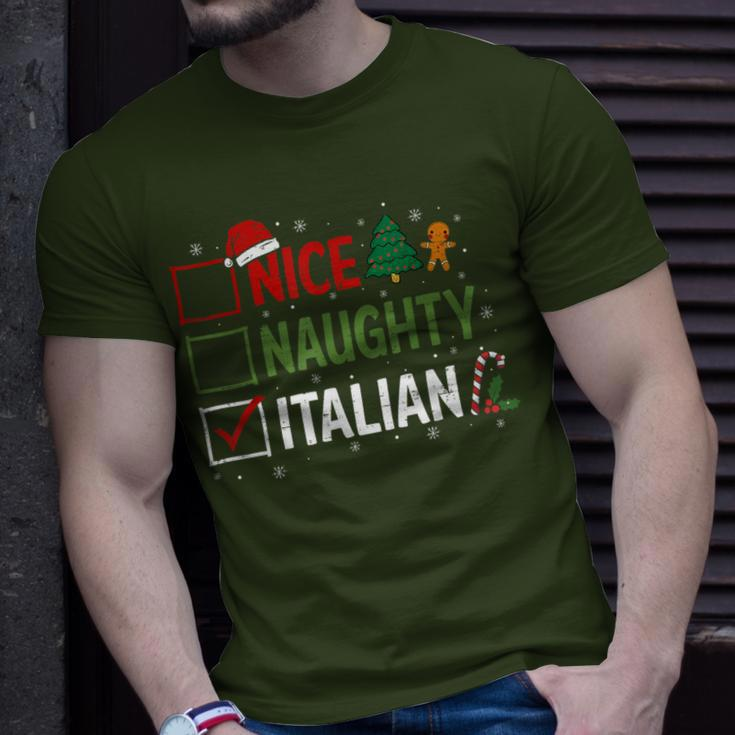 Nice Naughty Italian Christmas Xmas Santa Hat T-Shirt Gifts for Him