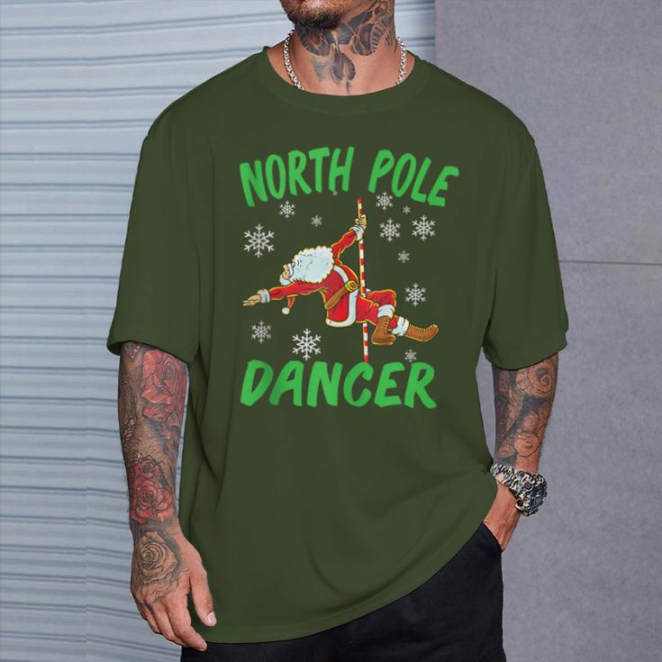 North Pole Dance Santa Claus Pole Dancer Christmas T-Shirt Gifts for Him