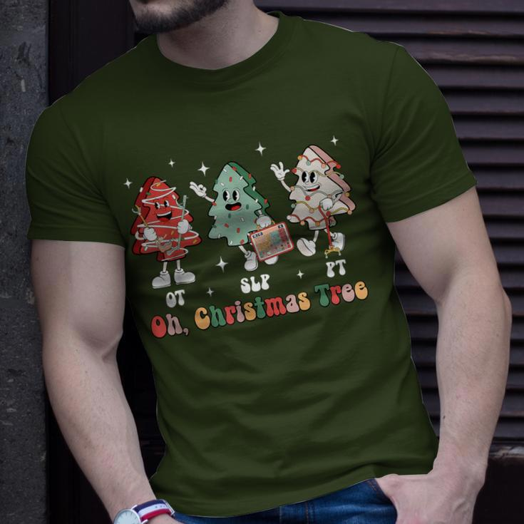 Oh Christmas Tree Slp Ot Pt Therapy Team Tree Cakes Xmas T-Shirt Gifts for Him