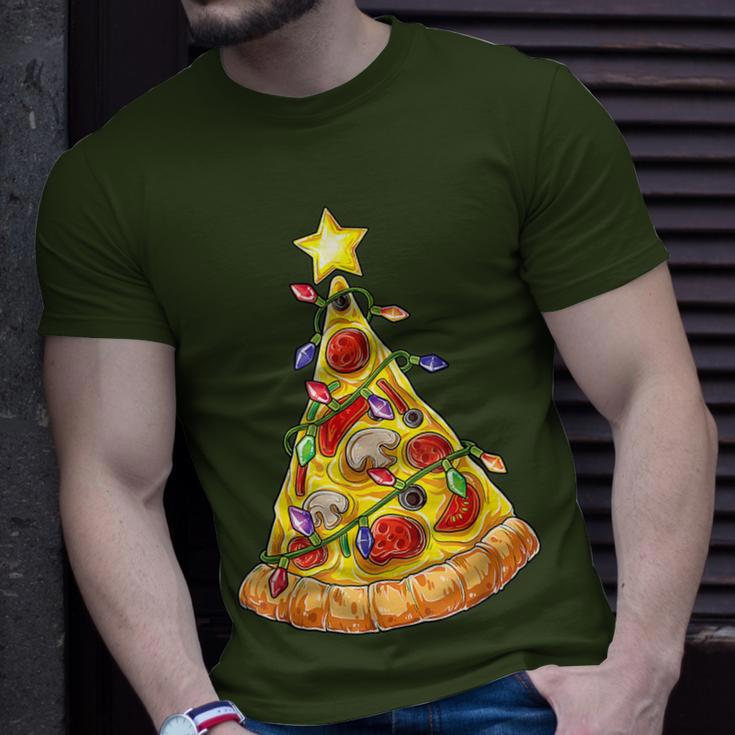 Pizza Christmas Tree Lights Xmas Boys Crustmas Pepperoni T-Shirt Gifts for Him