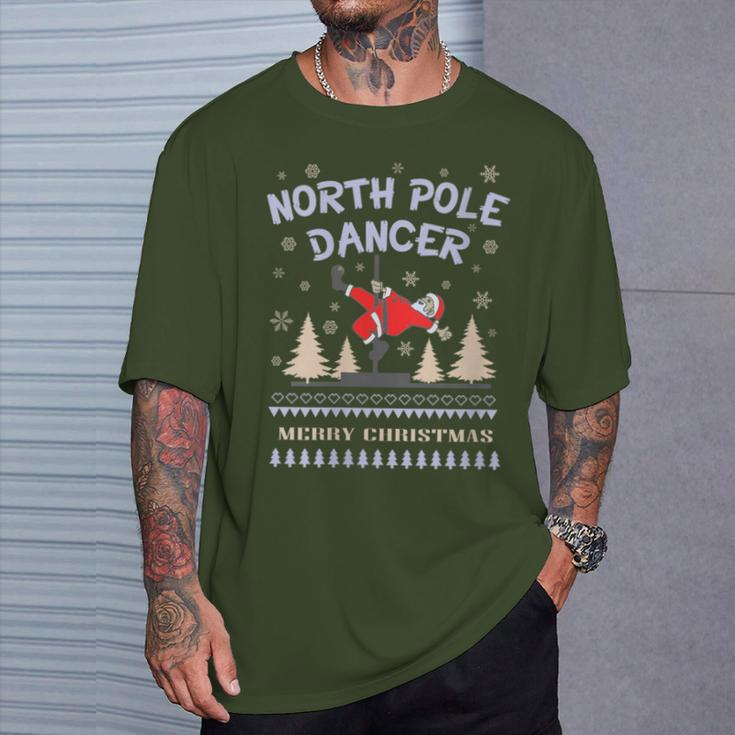 Pole Dance Fun Graphic Santa Claus North Pole Dancer T-Shirt Gifts for Him