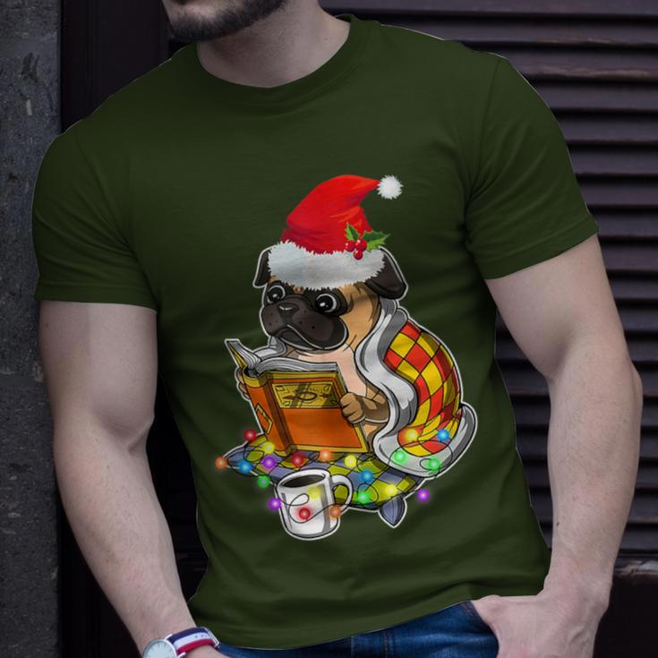 Pug Reading Book Dog Bookworm All Booked For Christmas T-Shirt Gifts for Him
