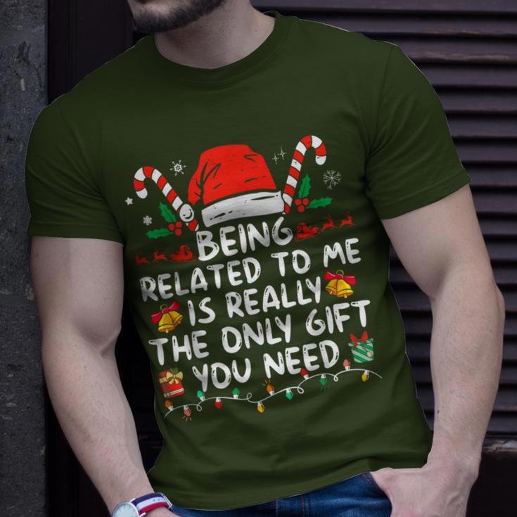 Being Related To Me Christmas Family Xmas Pajamas T-Shirt Gifts for Him