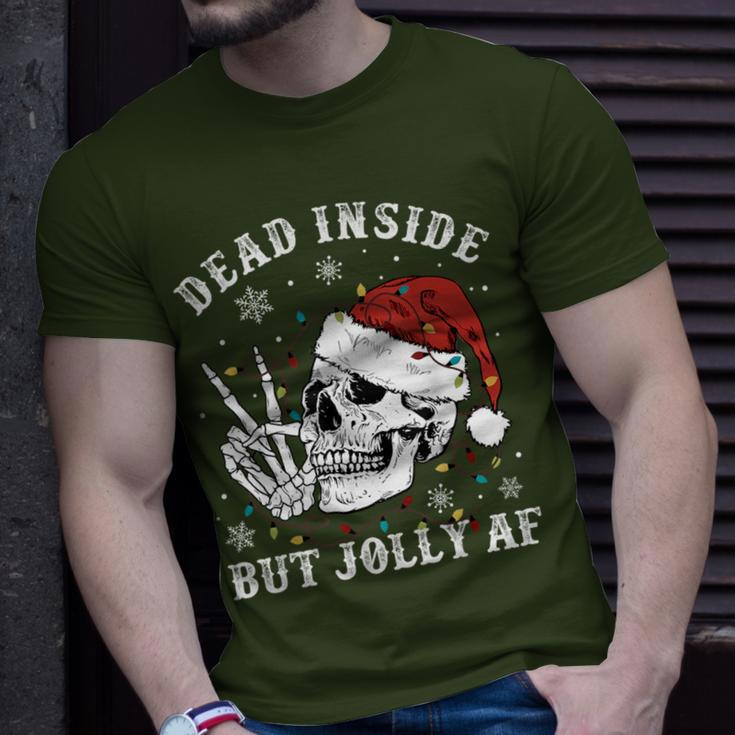 Retro Dead Inside But Jolly Af Skeleton Christmas Lights T-Shirt Gifts for Him
