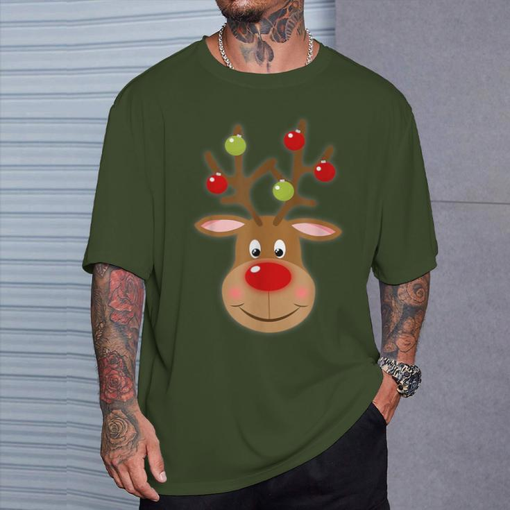 Rudolph Red Nose Reindeer Santa Christmas T-Shirt Gifts for Him