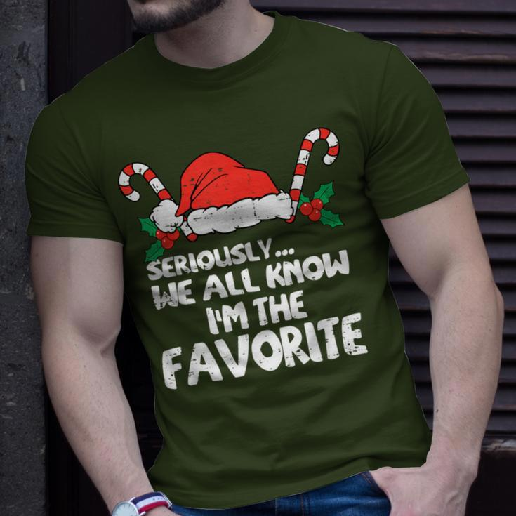 Seriously…We All Know I'm The Favorite Santa Hat Xmas Family T-Shirt Gifts for Him